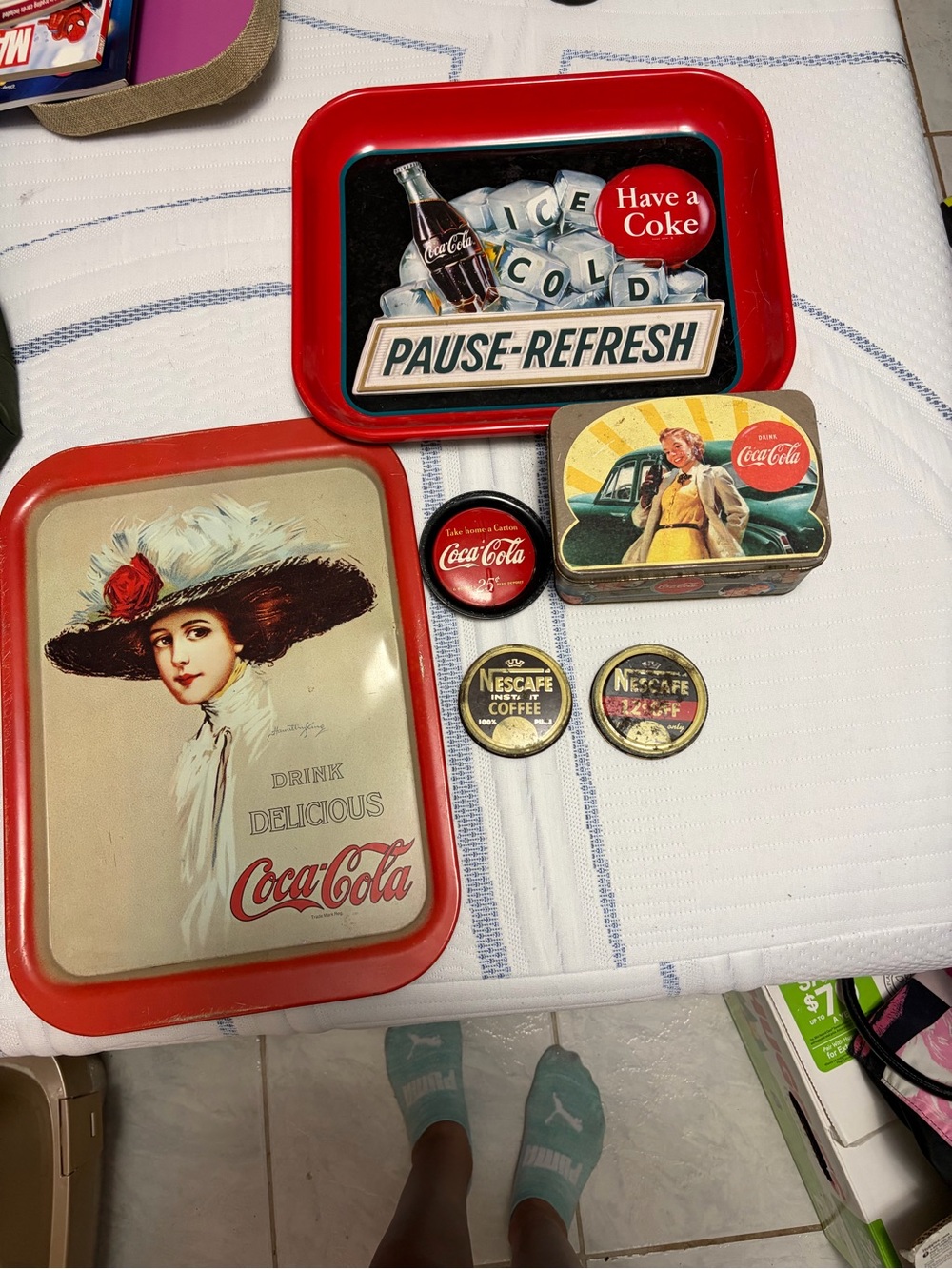 Coca Cola Red and Black Retro Serving Tray Set